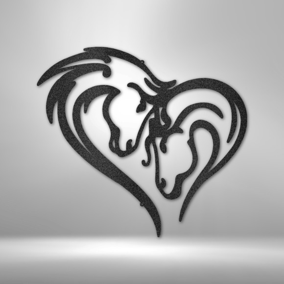 Horse Heart Love Steel Sign Laser Cut Powder Coated Home & Office Metal Wall Dec
